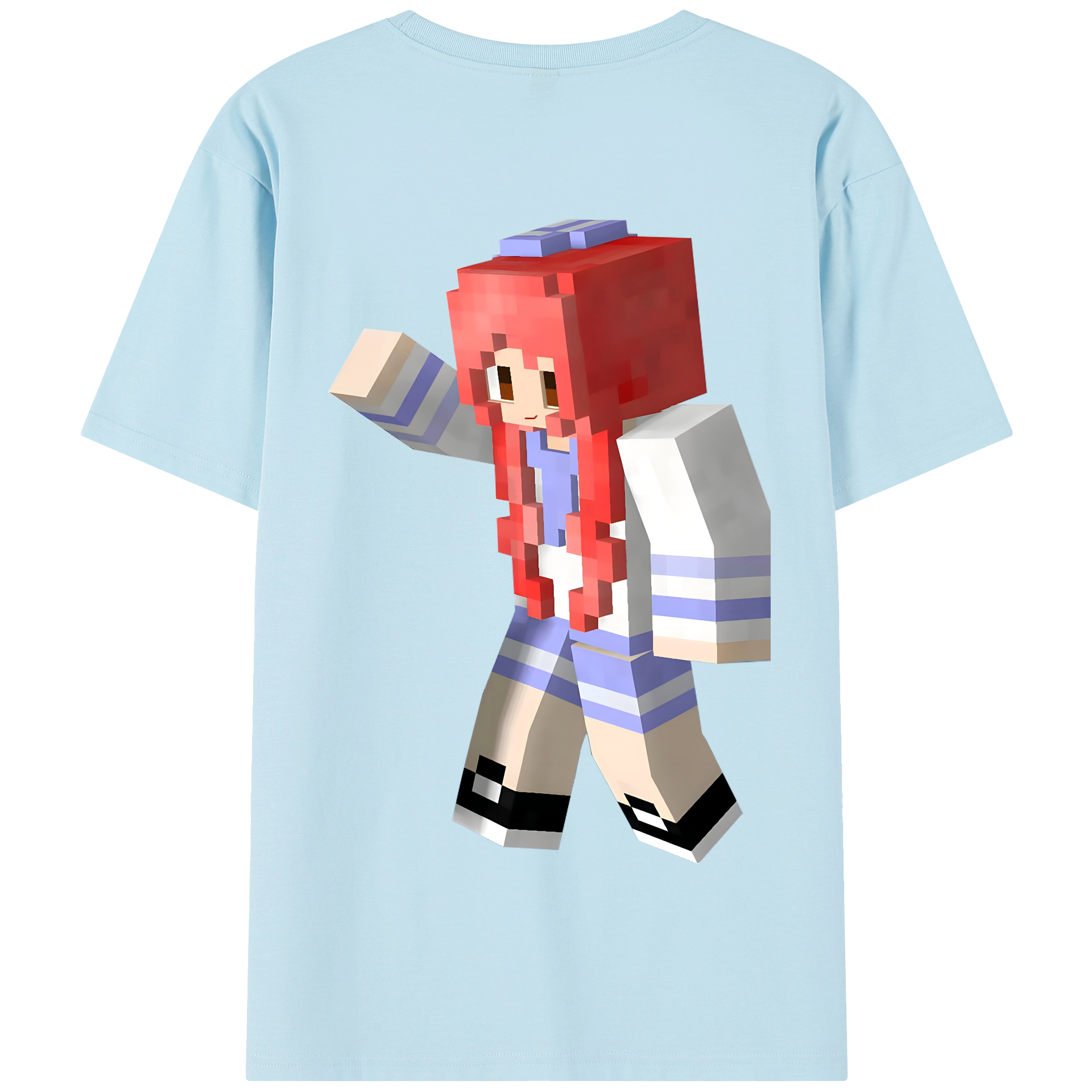 （画像用） マインクラフト ブロックの世界 Minecraft MC Block world 綿100％半袖Tシャツ（背面プリント）